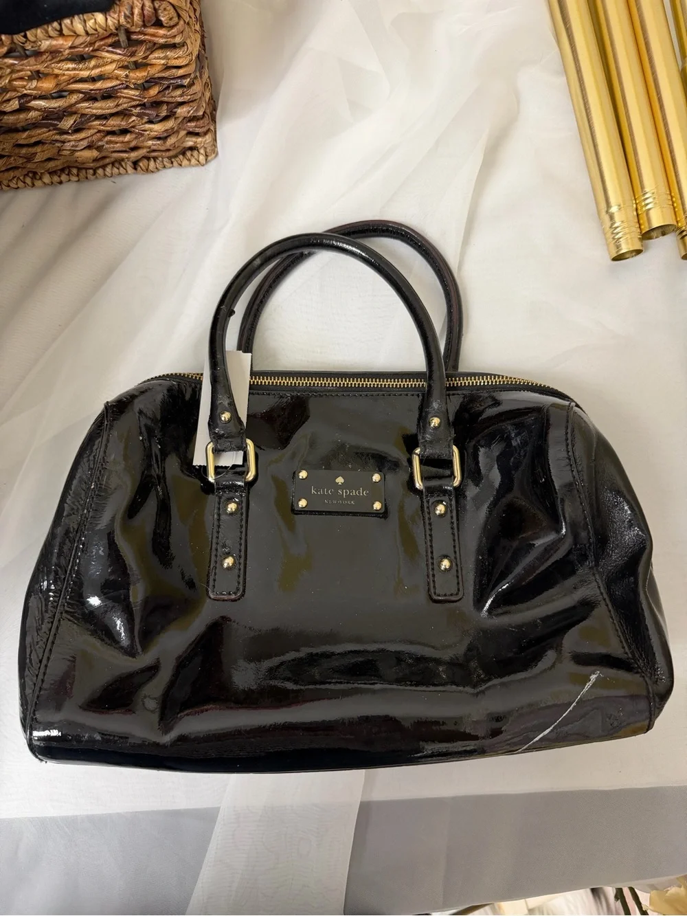 kate spade Black Patent Leather Structured Bag